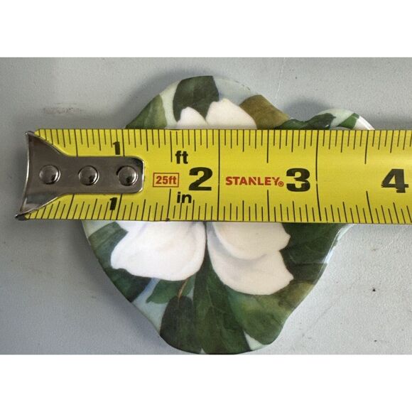 Melamine Tea Bag Holder Teapot Tea Pot Shape Magnolia White Flower Made In Italy - Picture 3 of 4